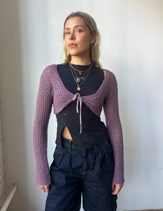 Vintage Tie Purple Knit Bolero Top