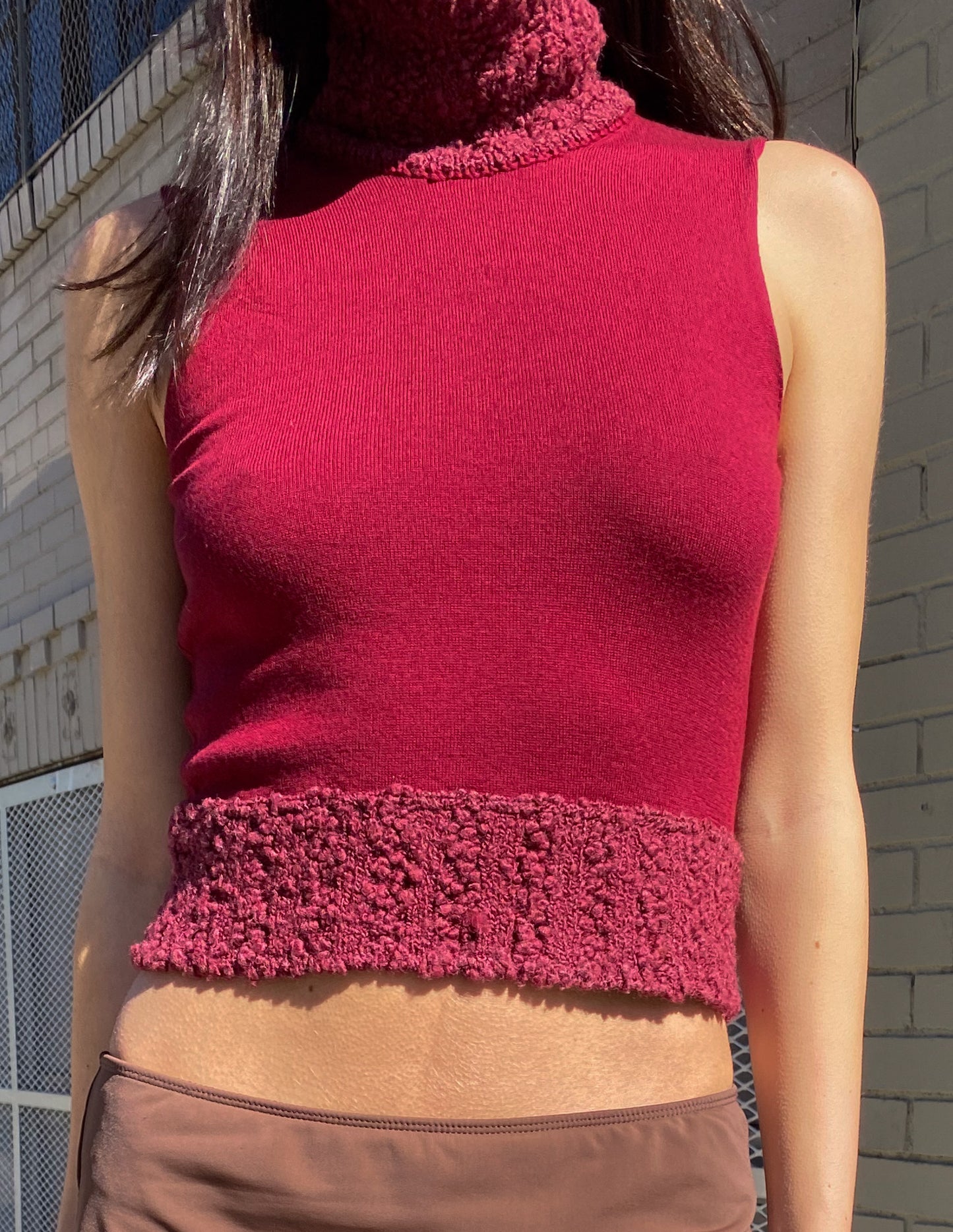 Christian Dior Raspberry Turtleneck Tank