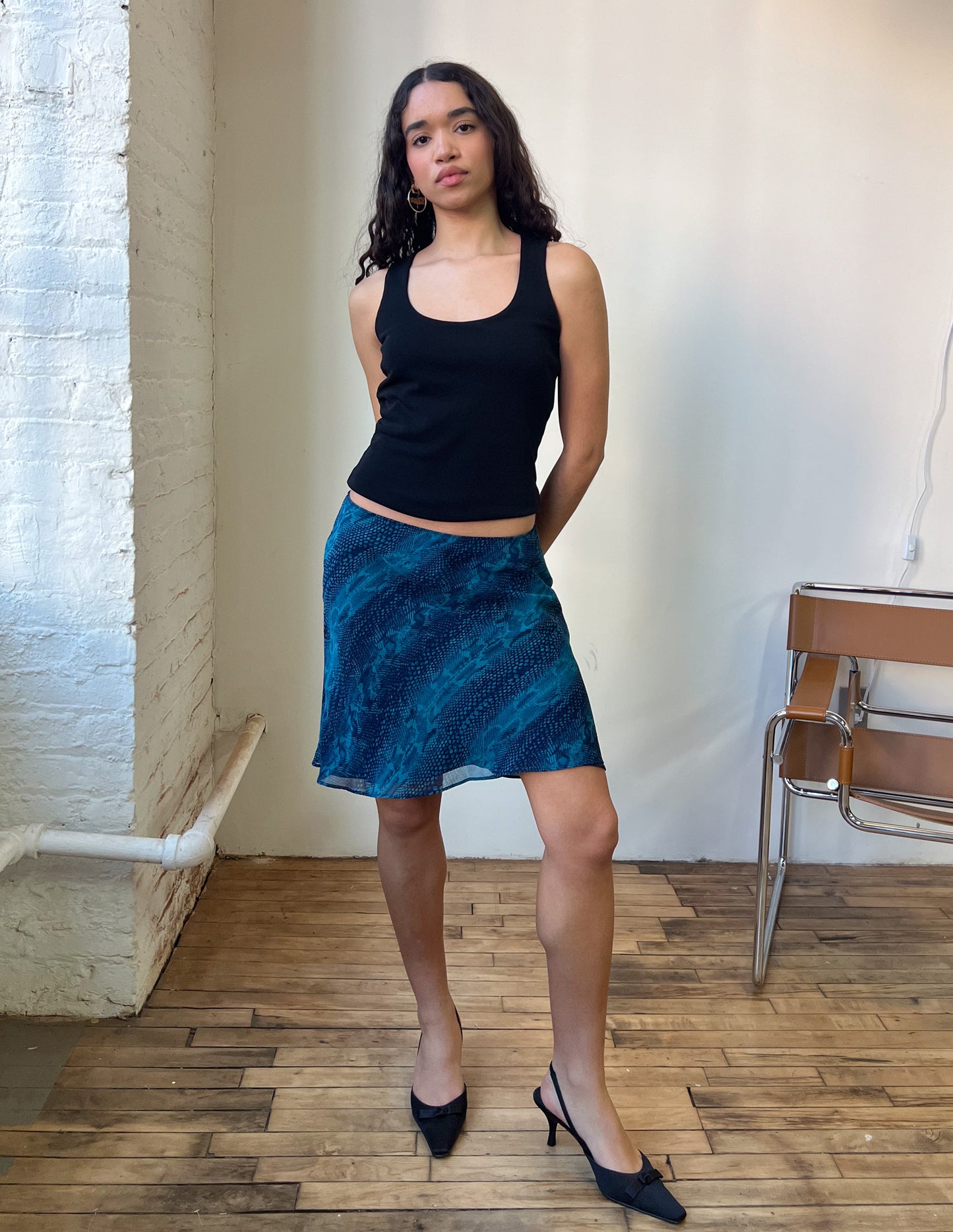 Vtg Express Snakeskin Print Mini Skirt