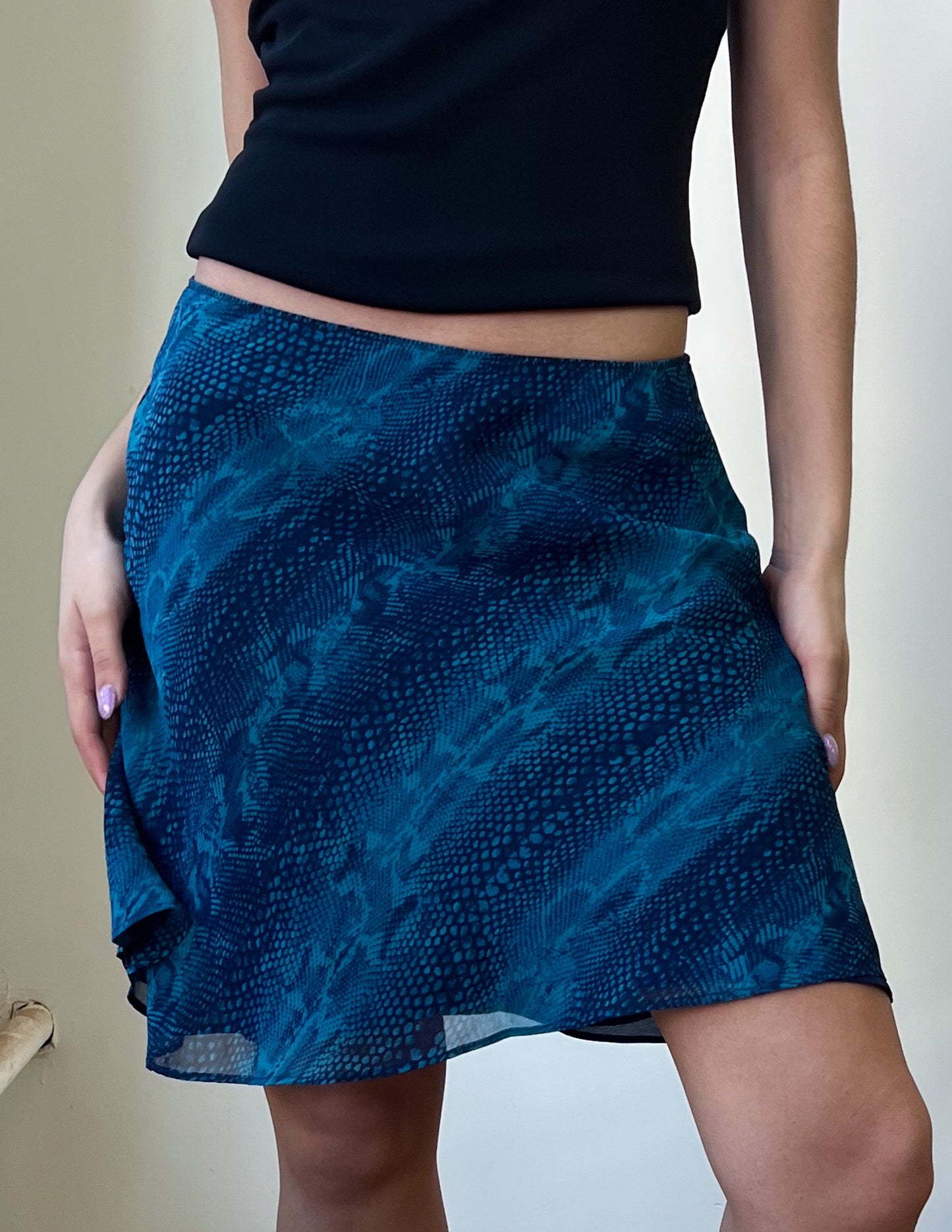 Vtg Express Snakeskin Print Mini Skirt