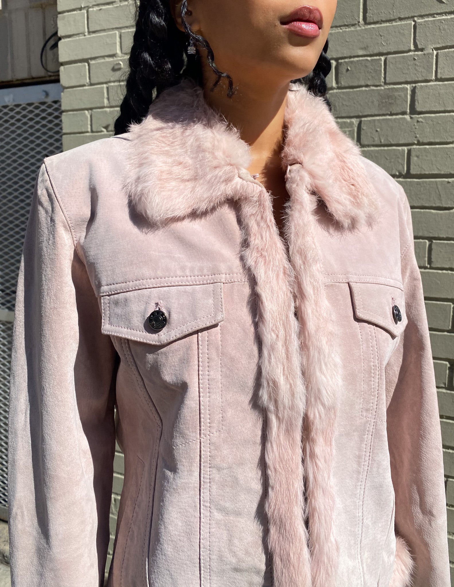 Wilson's Leather Pink Faux Fur Trimmed Jacket