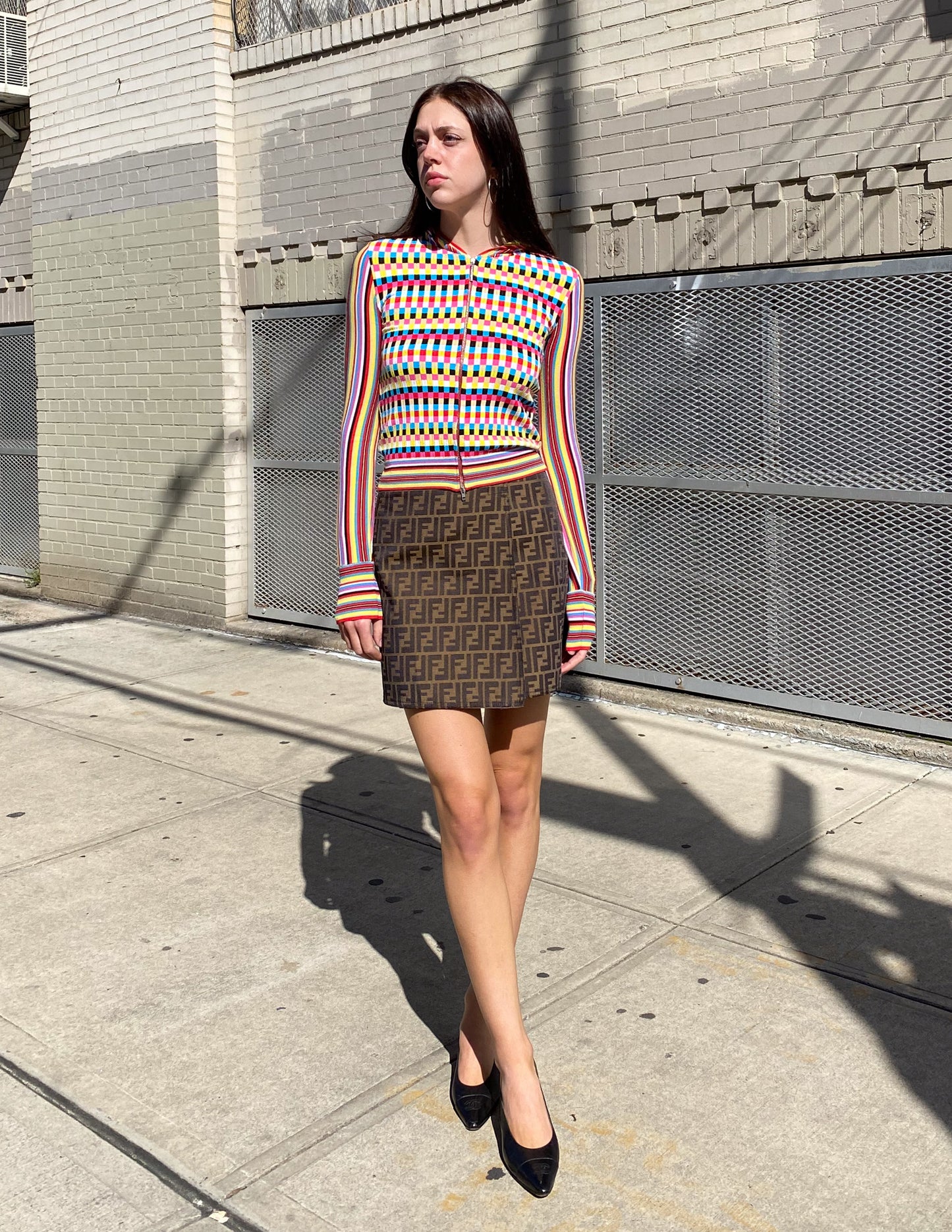 Fendi Zucca All Over Print Wrap Skirt