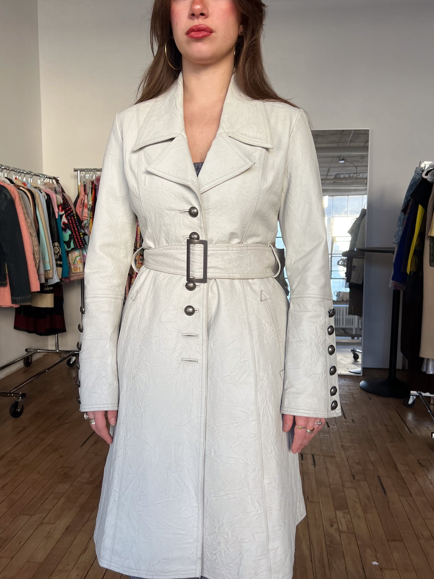 White Leather Trench