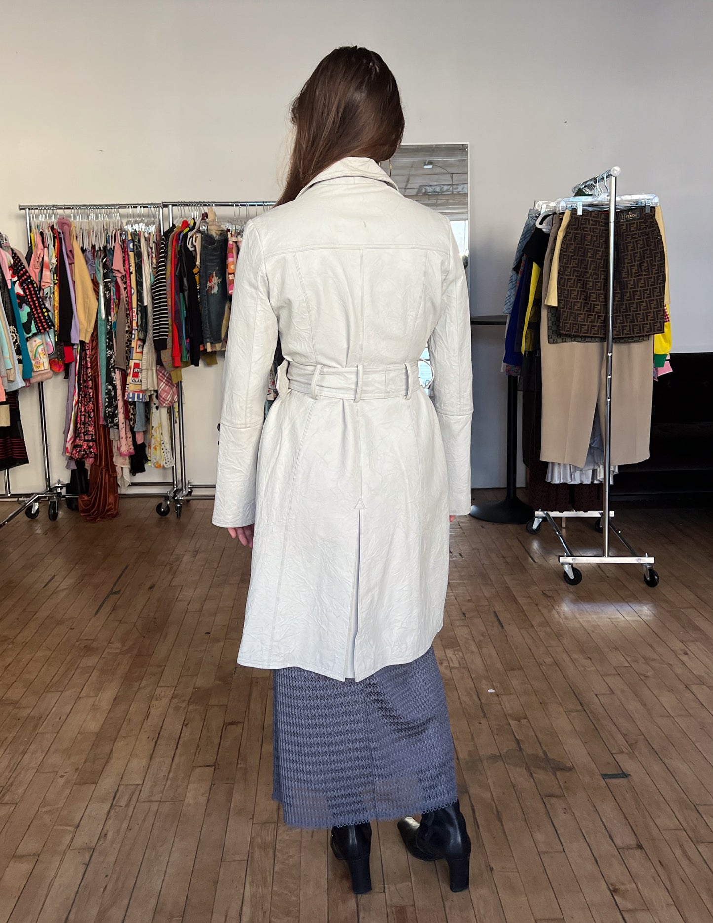 White Leather Trench