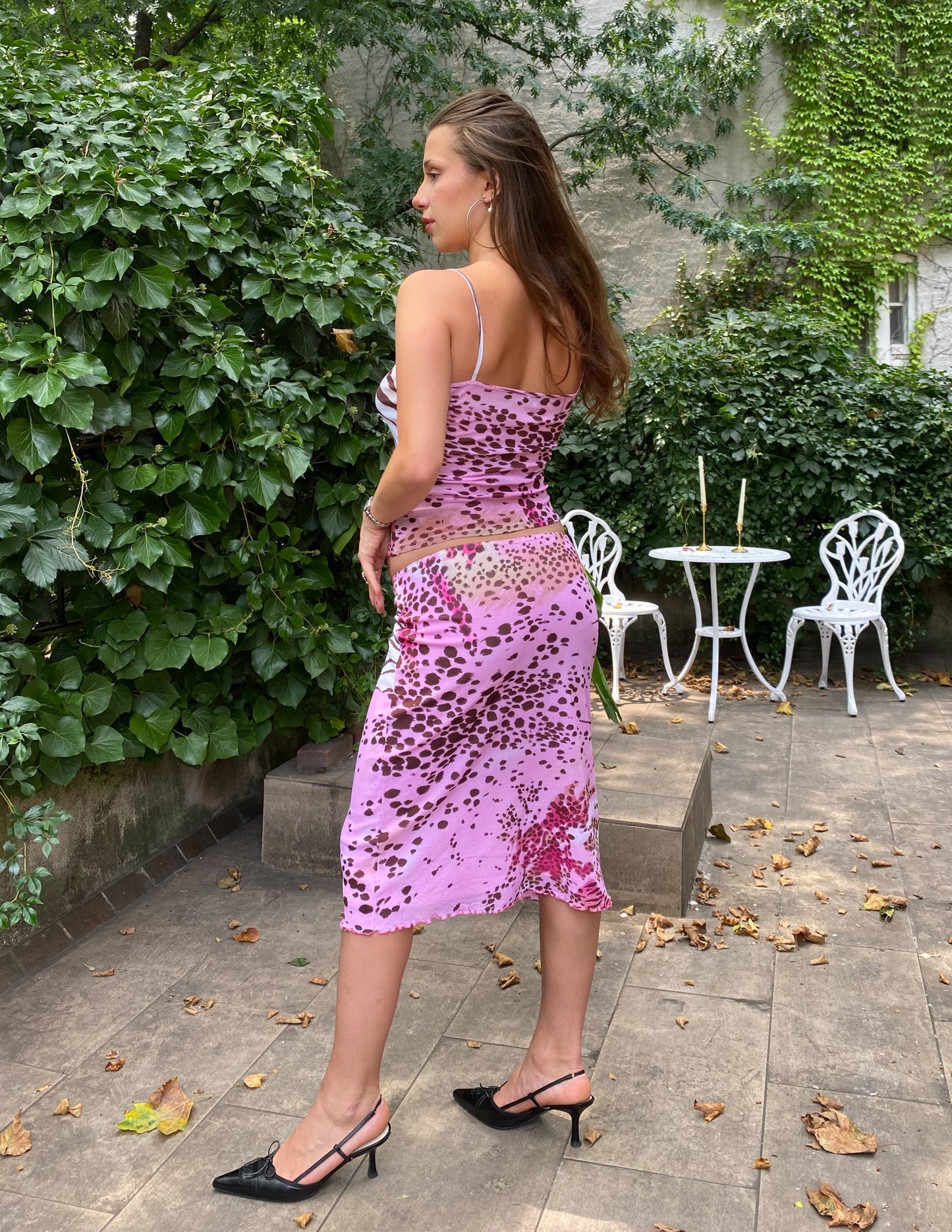 Vintage Morgan de Toi Pink Animal Print Skirt Set