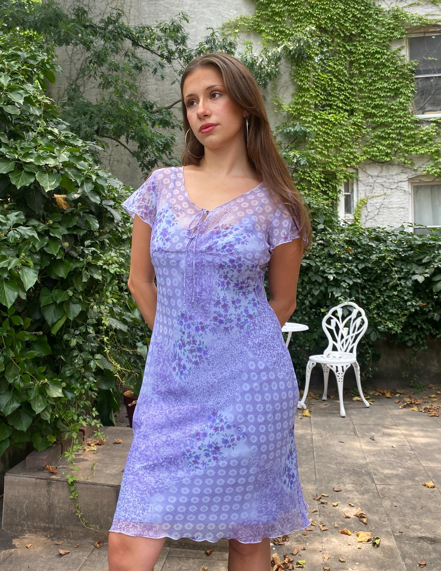 Vintage 90's Lilac Floral Overlay Dress