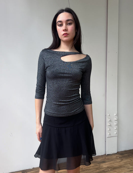Caché Metallic Cut Out Top