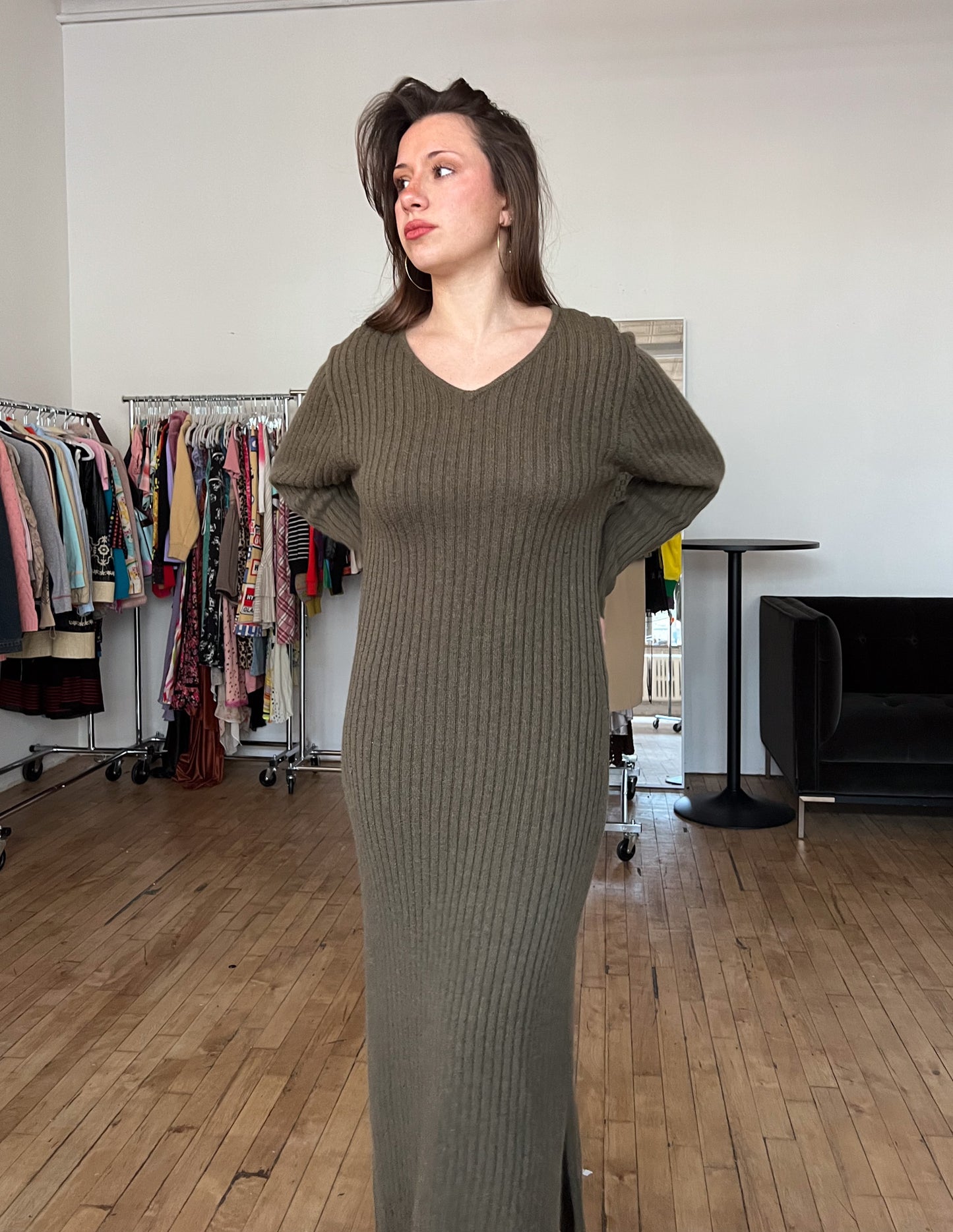 Forrest Green Angora Blend Sweater Dress