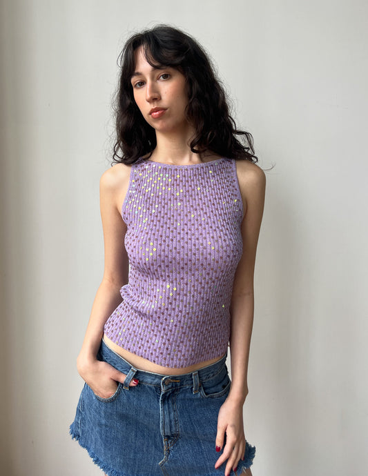 Purple Sequin Knit Tank