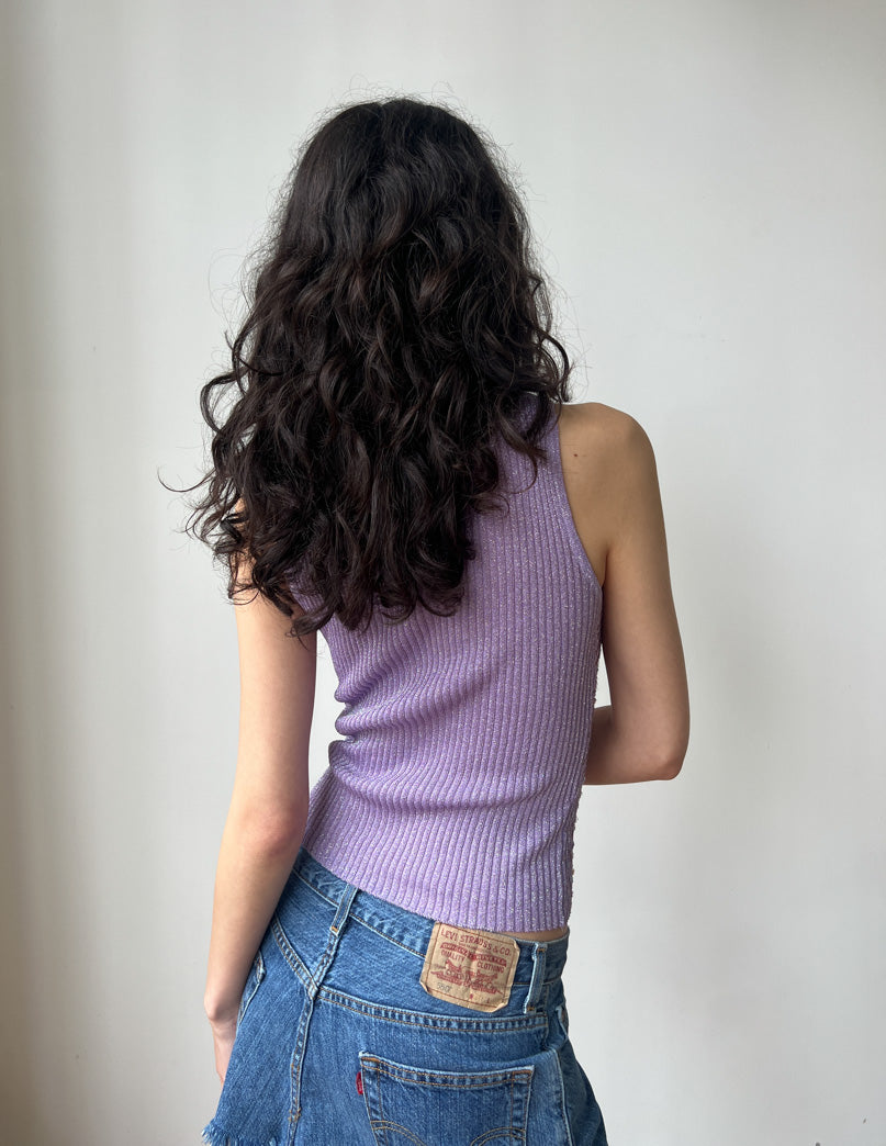 Purple Sequin Knit Tank