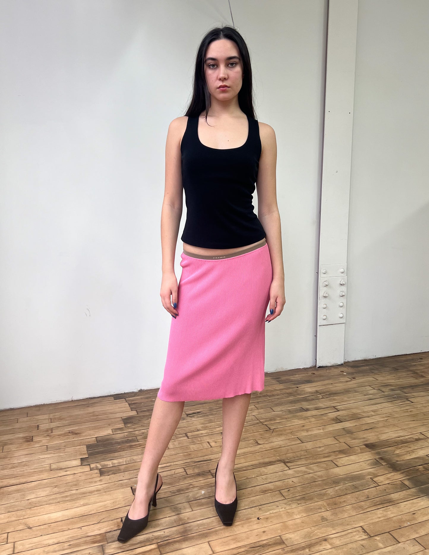 Vtg Fendi Pink Slip Skirt