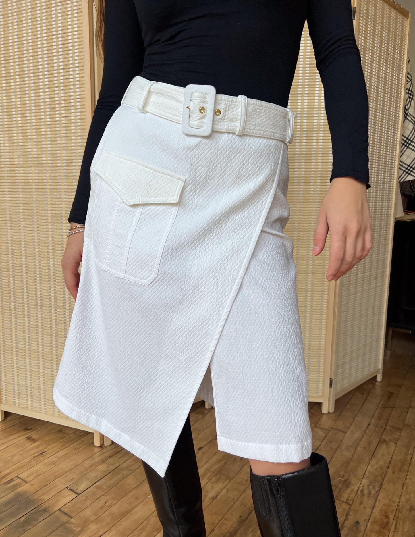Moschino Boutique Textured Belt Skirt