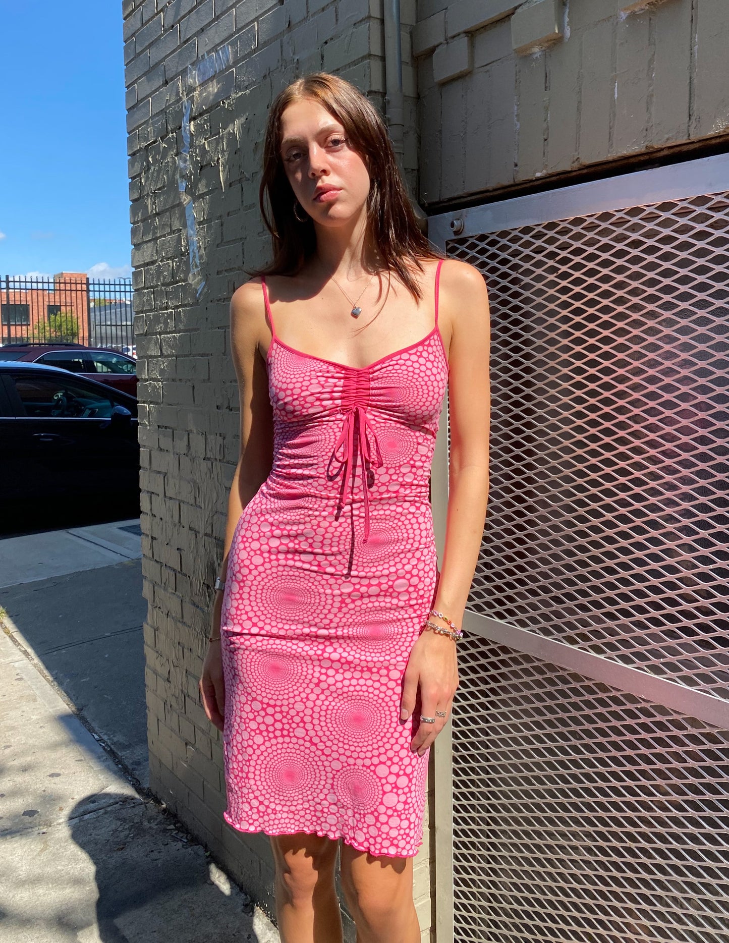 Vintage Y2K Pink Groovy Midi Dress