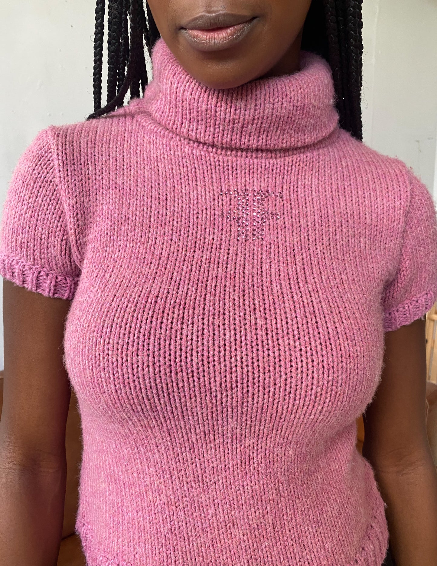 Fendi Jeans Stone Pink Logo Knit Top