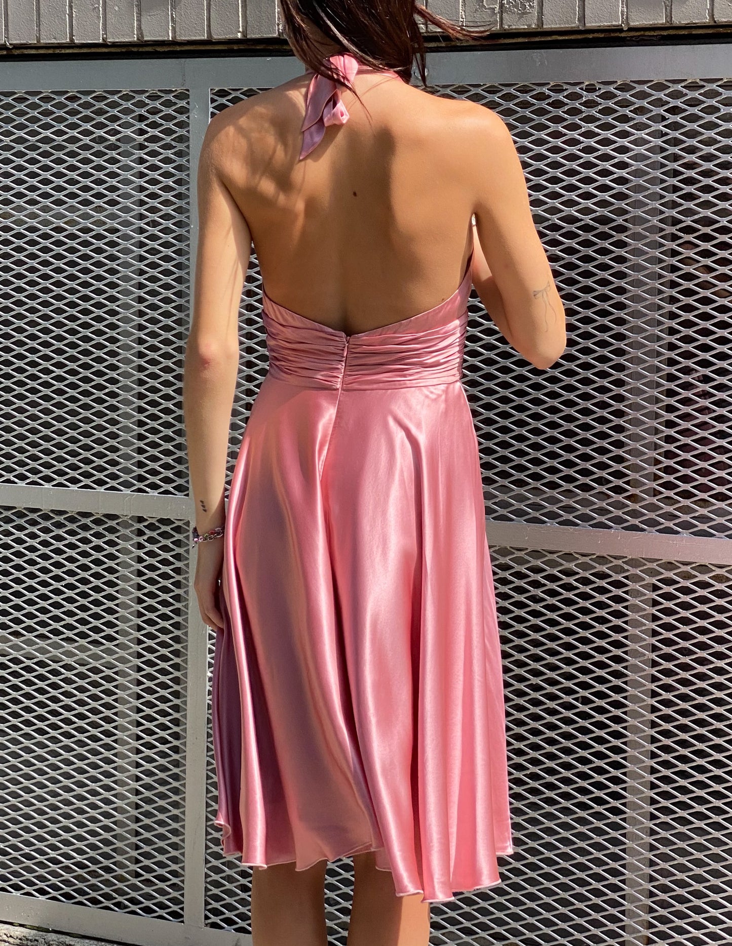 Vintage 100% Silk Pink Halter Dress