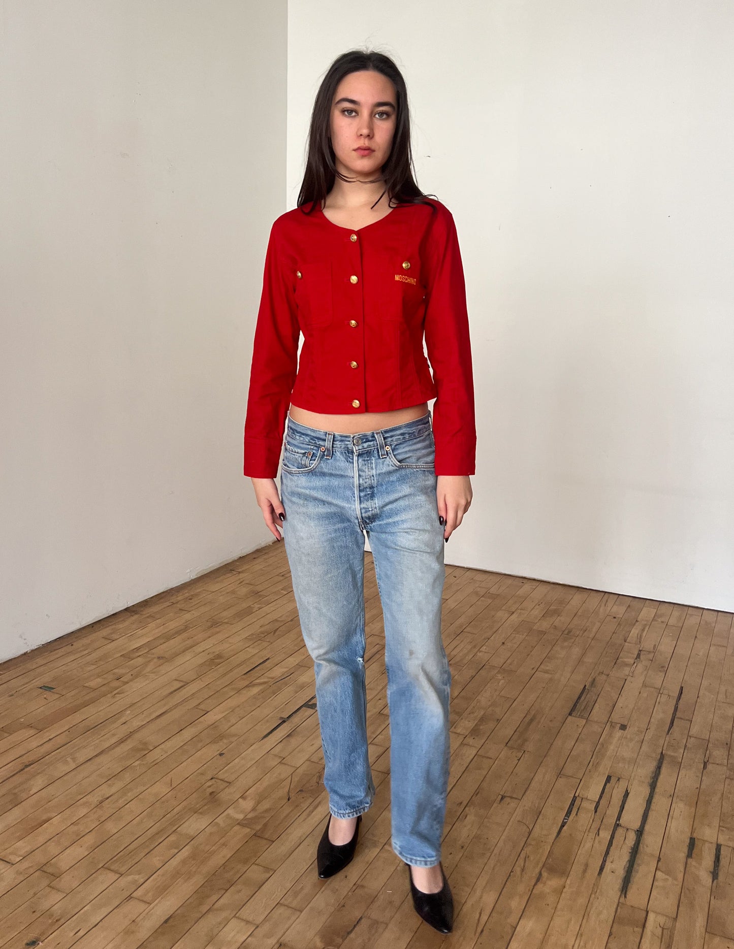 Moschino Jeans Vintage Red Cropped Jacket