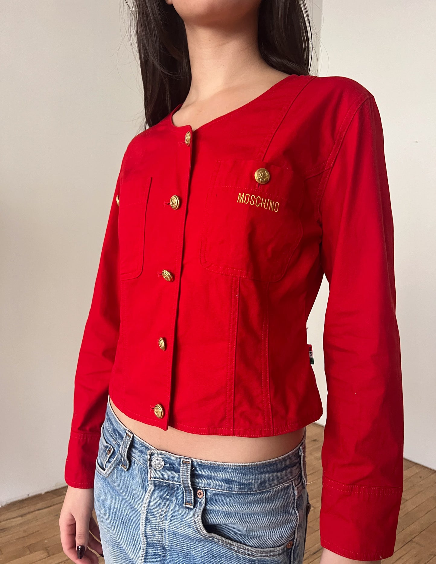 Moschino Jeans Vintage Red Cropped Jacket